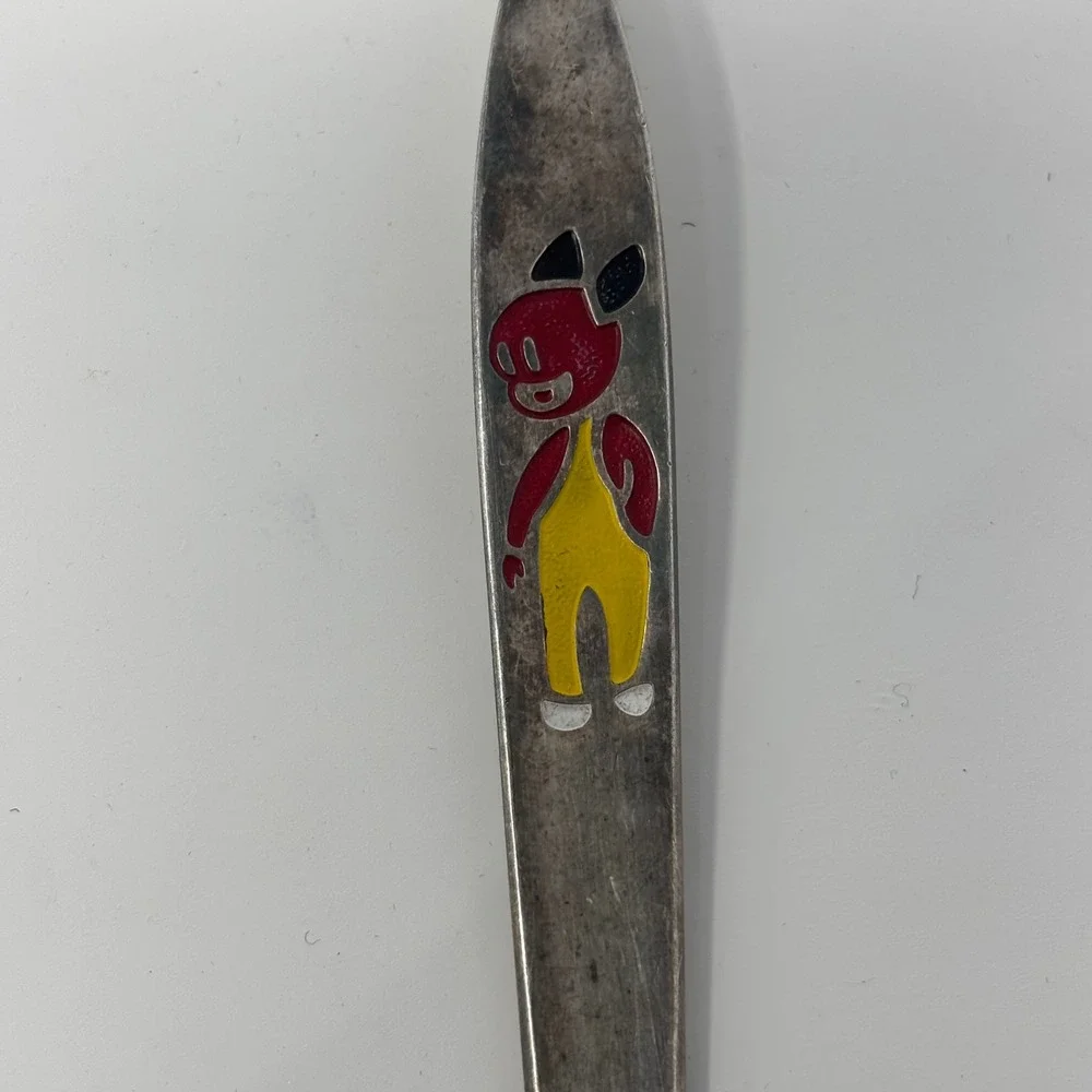 Antique W-Germany Rabbit & Evald Nielsen Danish Silverplate Mouse Child Spoons